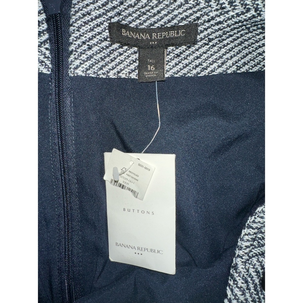 NWT Banana Republic Navy Blue Herringbone Wool Blend A-line Skirt Size 16 Tall - Picture 8 of 9